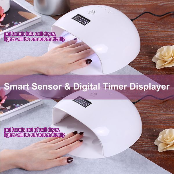 

48w smart uv led lamp nail dryer for gels polish with sensor professional gel curing machine lamp for fingernail & toenail gels