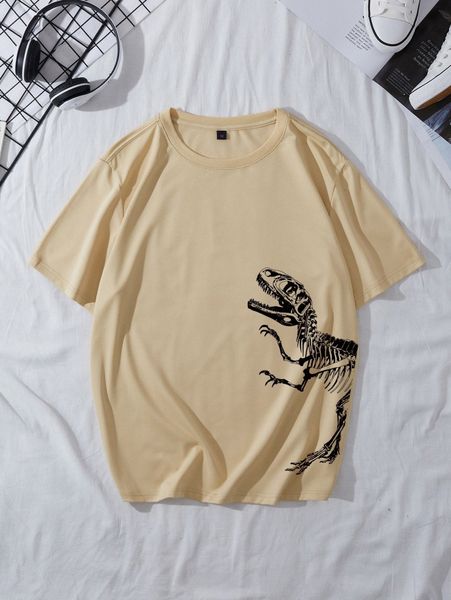 

men dinosaur skeleton print tee l1gn#, White;black