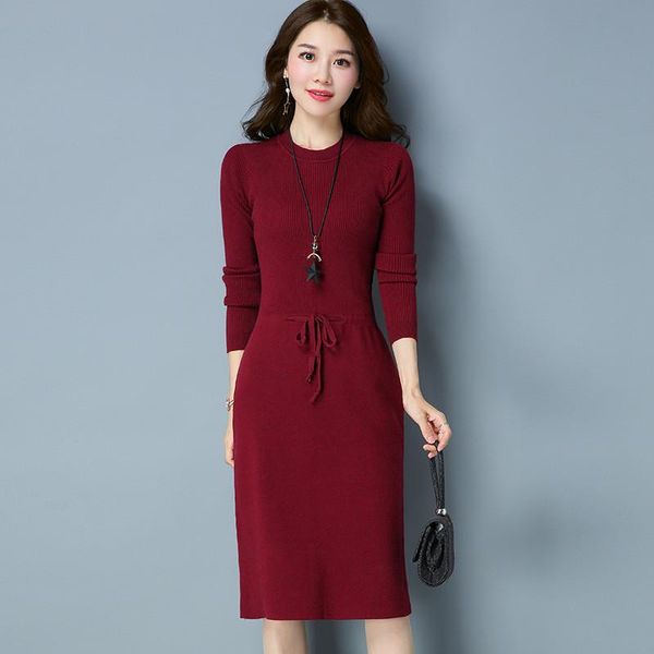 

women's sweaters fashion 2021 autumn winter women long sweater dress pullovers warm knitted pullover dresses lady, White;black