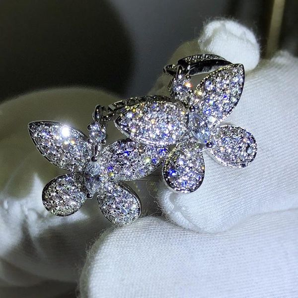 

fashion temperament zircon eardrop butterfly earrings jewelry party, Silver