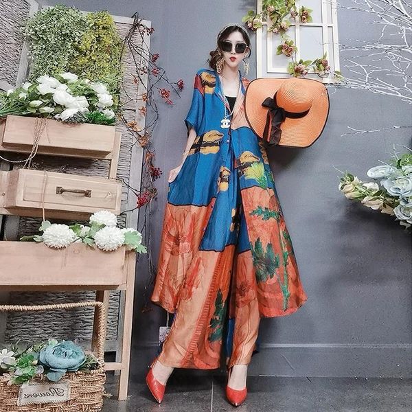 

women's two piece pants fashion suit summer clothes for women 2021 temperament age reducing loose and thin wide leg set, White