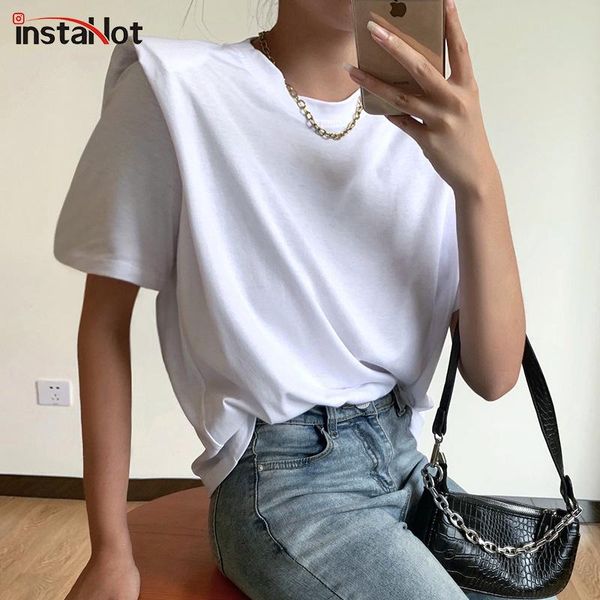 

women's t-shirt beyouare basic harajuku t shirt short sleeve oversize summer women solid white streetwear 2021 shirts round neck