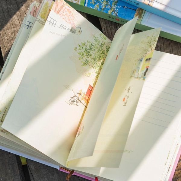 

notepads small pure and fresh aesthetic color page diary book illustration notes student notepad stationery gifts notebook, Purple;pink