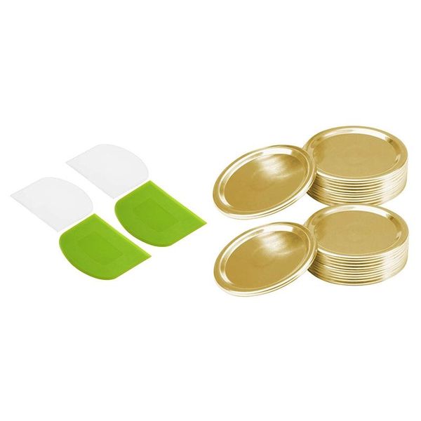 

baking & pastry tools 30pcs canning lids regular mouth (70mm) with 4pcs dough scraper bowl bread cream cake pizza cutter bench