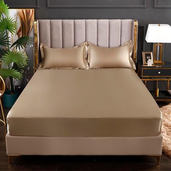 

sheets & sets bed sheet satin polyester fitted king size sabanas cama 150 queen bottom for bed(no case)