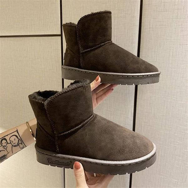 

boots snow women's autumn and winter fur one thickened anti slip warm breathable couple short cotton shoes men's cot, Black