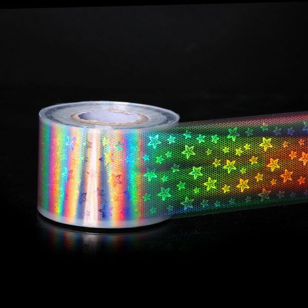 

stickers & decals 1roll holographic starry sky foil for nail manicure laser pattern 4cm*120m art transfer sticker diy decorations, Black