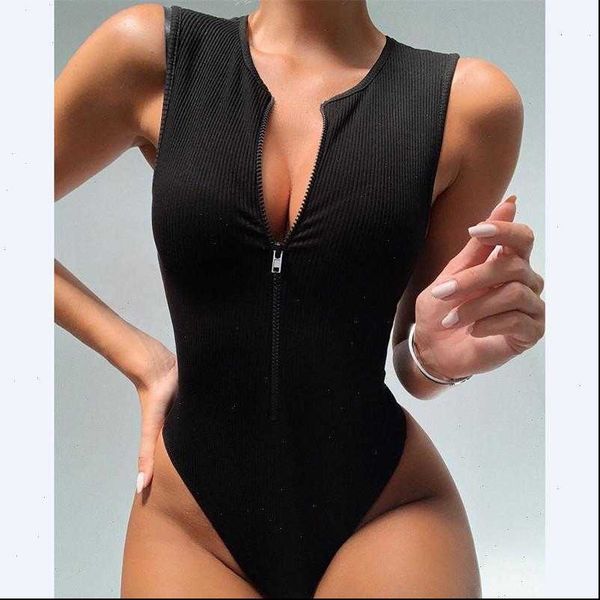 

zipper bodysuit fashion bodycon women jumpsuits body basic sleeveless summer jumpsuit one piece dropshipping, Black;white