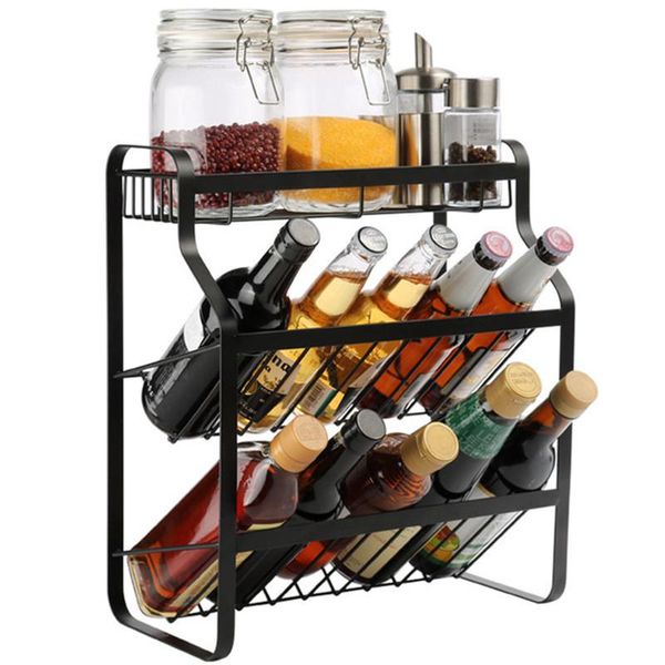 

storage bottles & jars black kitchen multifunction spices cabinet organizer stainless steel seasoning multilayer shelves racks holders