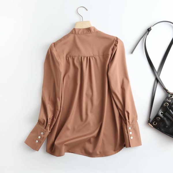 

2021 new 2021new women blouse casual long sleeve blouses solid color blusas 8m5u, White