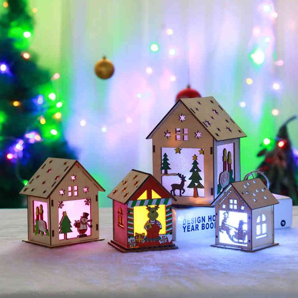 

christmas decorative ornaments luminous wood house l tree decoration children's gifts diy small