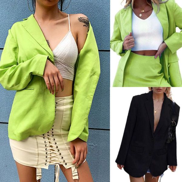 

women's suits & blazers women blazer oversize female autumn spring notched neck coat slim long sleeve suit kendall fashion avocado gree, White;black