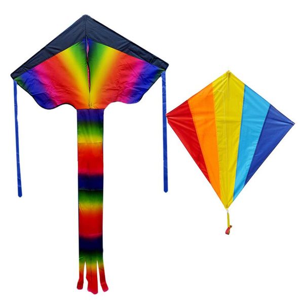 

outdoor gadgets flight kite easy flyer large rainbow giant colourful activities in strong or light wind for children kids stunt