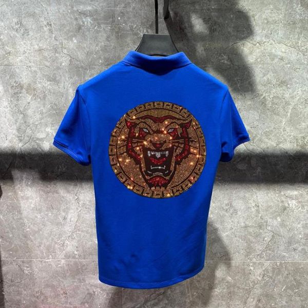 

short drill men plus style 4xl rhinestones size man shirts polo mens clothing new cotton sleeve summer shirt polos brand vxeja, Black