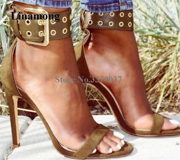 

western style fashion suede leather army green stiletto heel gladiator sandals ankle wrap buckles high dress heels1, Black