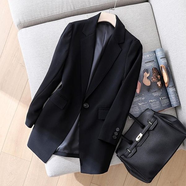 

women's suits & blazers mid-length slim suit black business jacket autumn 2021 commuter top, White;black