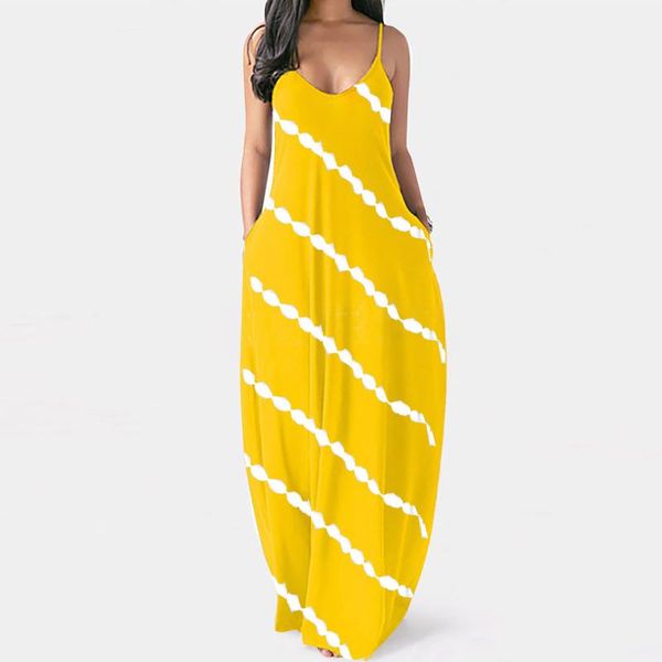 

casual dresses short sleeve sling long dress bohemia beach holiday sundress summer for women plus size stripe print v-neck pockets, Black;gray