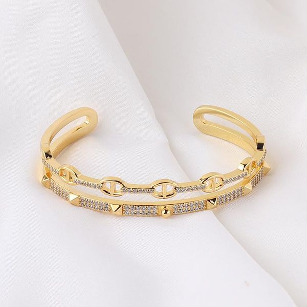 

bangle 2021 gold color pig nose shape for women punk charm bracelets & bangles luxury party birthday jewelry, Black