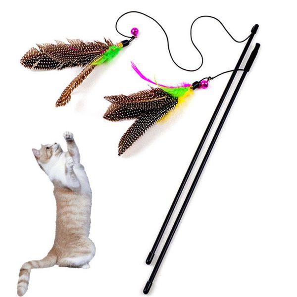 

cat toys protable pet toy ly design bird feather plush plastic for cats catcher teaser