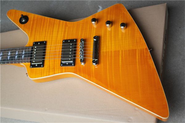 

yellow color unique explorer electric guitars guitarra