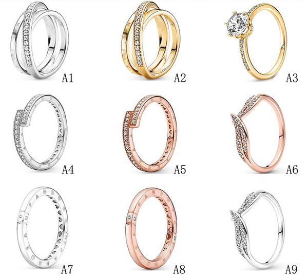 Anello Pandora di alta qualità in argento sterling 925 al 100% con gioielli nuovo anello a tre anelli lucido nuovo prodotto Amanti di fidanzamento Anello nuziale di moda per le donne