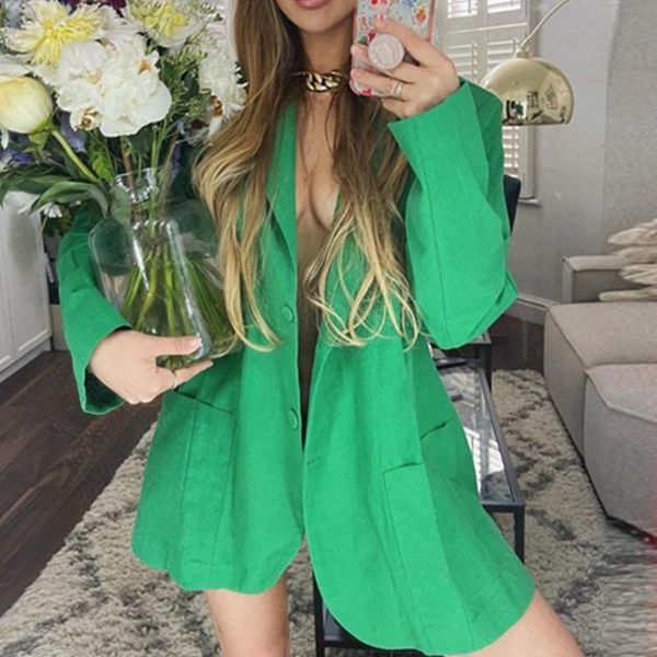 

women's suits & blazers 2021 fashion green oversized blazer coat women y2k casual spring elegant vintage jacket long sleeve ladies oute, White;black
