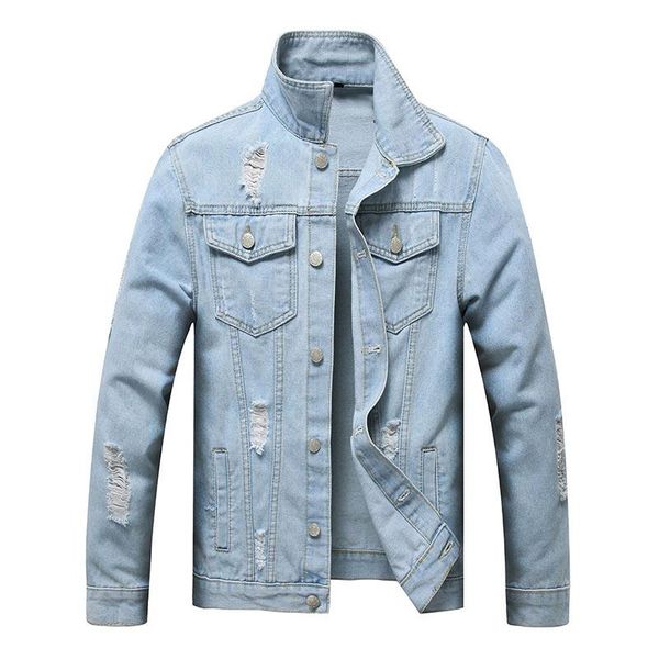 

mcikkny men ripped pleated denim jackets spring autumn slim outwear clothing male washed size m-xxxl, Black;brown