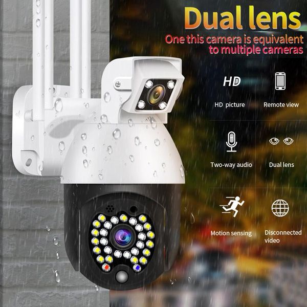 

1080p wifi ptz ip camera wireless dual lens cctv outdoor security cam 29 pcs ir night led light