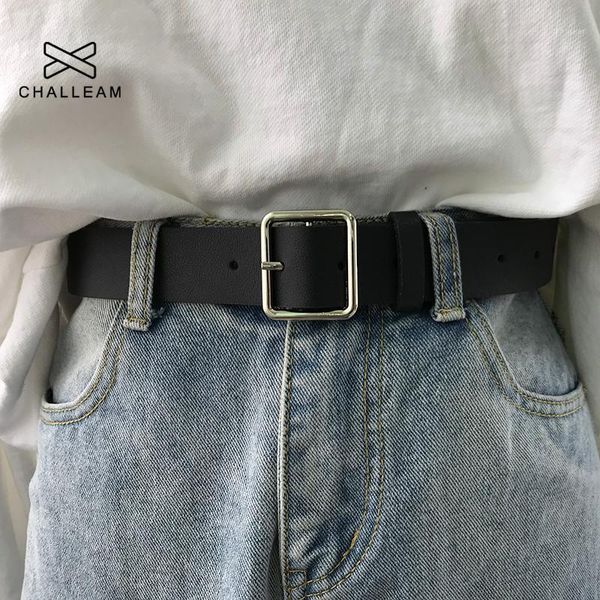 

belts 2021 pu leather belt for women square buckle pin jeans black chic fancy vintage strap female 4041, Black;brown