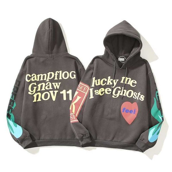 

hoodieskanye kanye's same autumn winter 2021 men's and women's convex bubble printing graffiti hip hop trend hoodie, Black