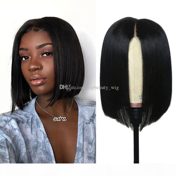 

bob wigs short lace front glueless virgin brazilian pre plucked glueless human hair 4*4 bob wig short for black women, Black;brown