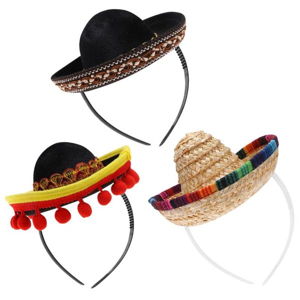 

party hats 3pcs mexican straw mexico sombrero festical hat folk style sombreros