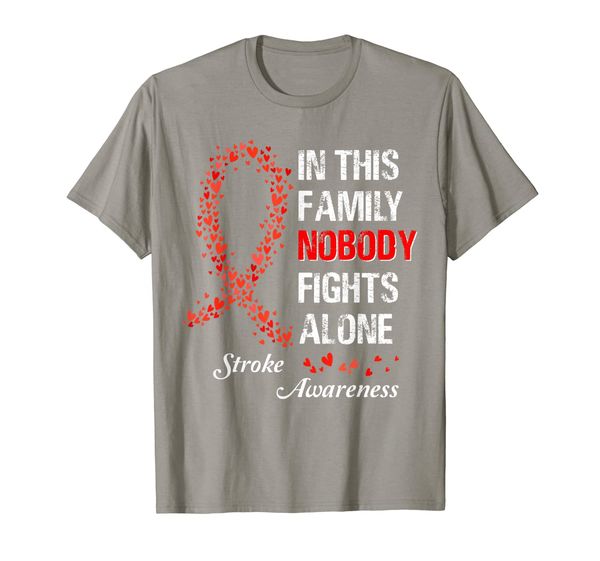 

nobody fights alone stroke awareness tshirt, White;black
