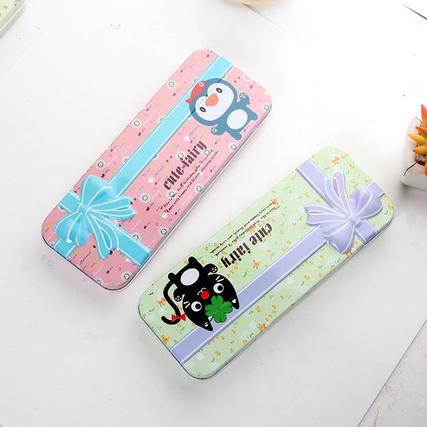 

strik iron blik etui cartoon frog bear cat metals tin potlood double layer student gifts learn paper box