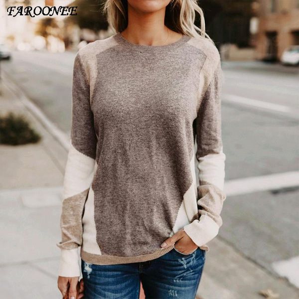

women's sweaters women thin knitted pullovers sweater casual patchwork 2021 o neck loose autumn soft knitwear for female, White;black