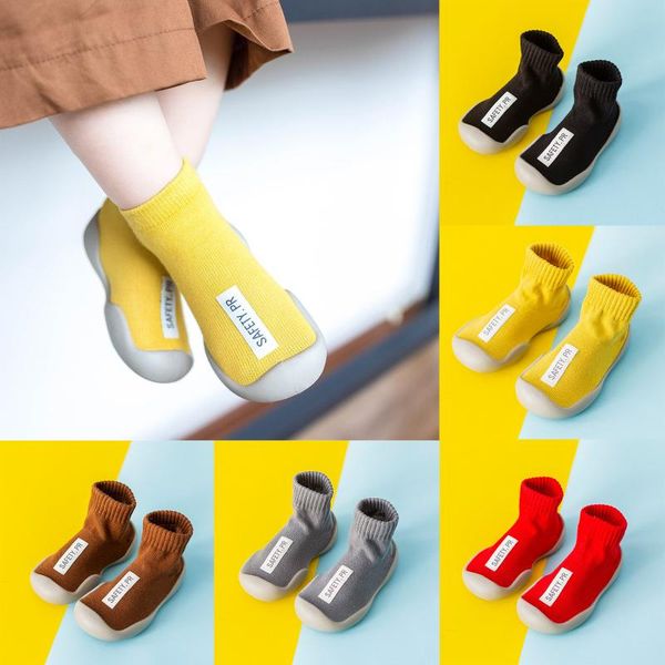 

kids booties shoes baby boy girl socks cartoon warm floor socks rubber sole shoes anti-slip first walker