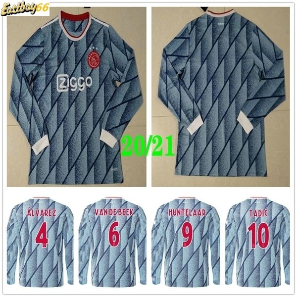

2020 new ajax fc long sleeve soccer jerseys de ligt van de beek tadic ziyech de jong neres nouri huntelaar custom football shirt, Black;yellow