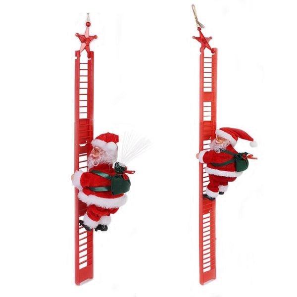 

christmas decorations electric climbing ladder santa claus ornament home tree hanging decor with music