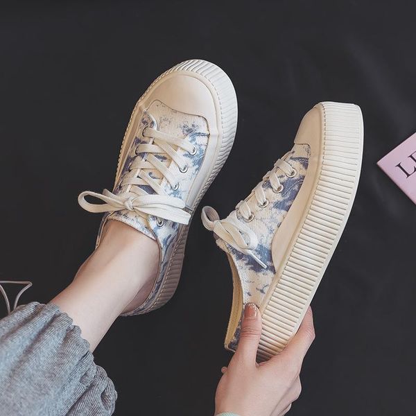 

slippers female shoes women summer beige heeled sandals flock 2021 black flat soft cross-tied round toe solid canvas casual basi