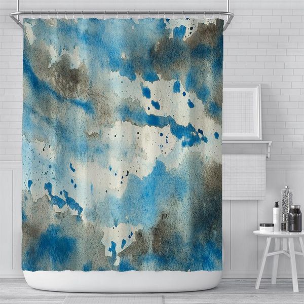 

shower curtains baby blue and gray marble pringting curtain set with 12 hooks bathroom decoration