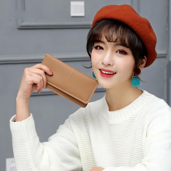 

wallets 2021 women long leather fashion hasp coin purse phone bag portefeuille femme designer lady cards holder wallet, Red;black