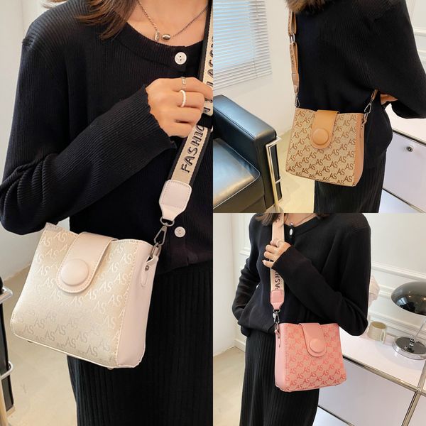 

wide shoulder strap small bag women's new fashion versatile messenger style bucket bag handbags