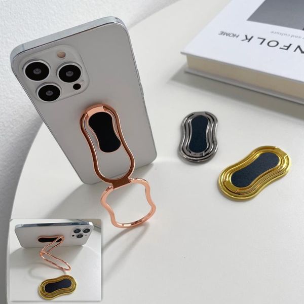 

cell phone mounts & holders mini ultra-thin fold lift rota silver back-mounted mobile double ring bracket metal deskdesk magnetic stand