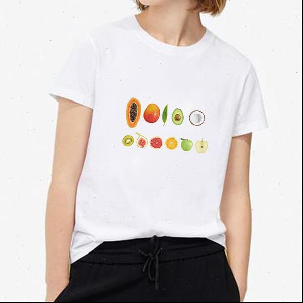 

fruit print aesthetics t shirts summer short sleeve casual white t shirt plus size female tee streetwear