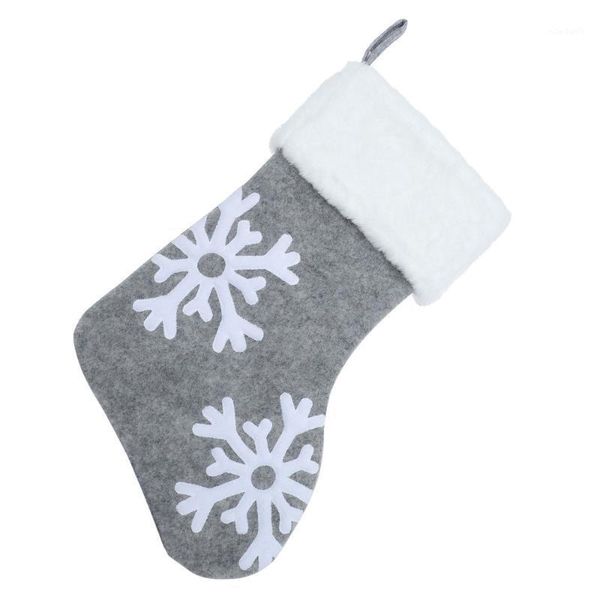 

christmas decorations 1pc embroidery stocking decoration pendant gift bag (grey)