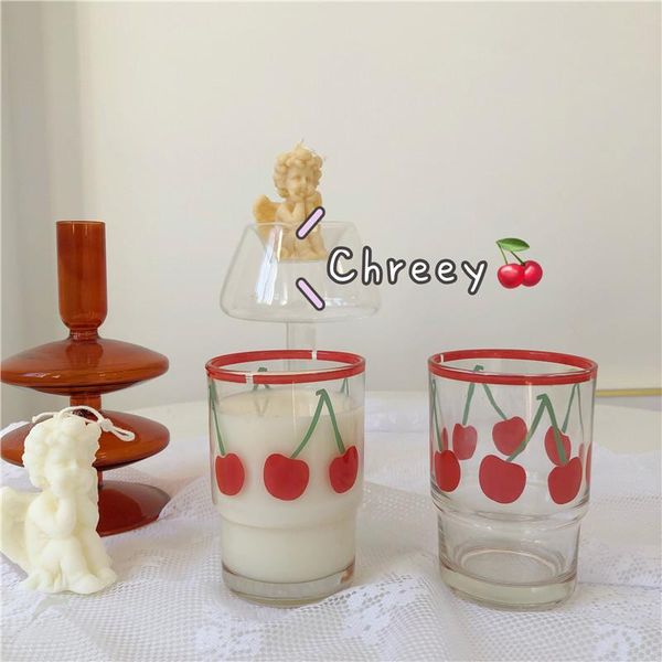 

wine glasses 2021 cherry glass water milk cups coffee cup cute