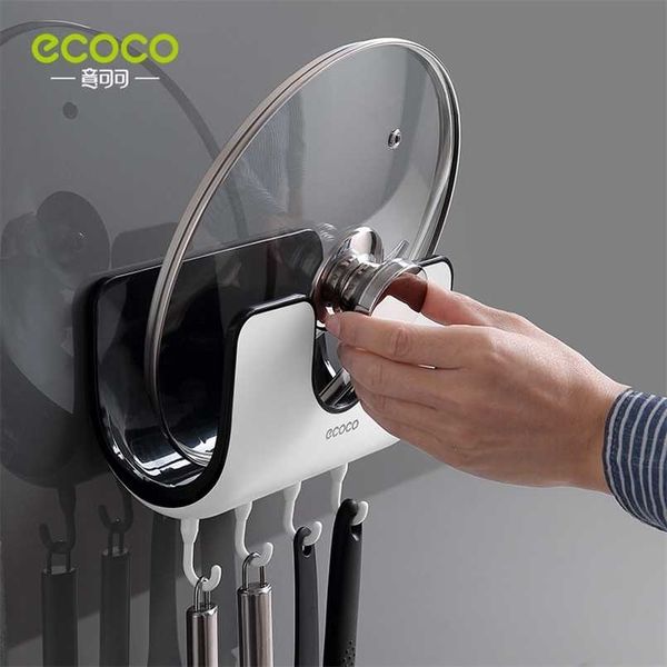 Ecoco Multifunction Rack Holder Wall Montado Pan Pan Panela Cobertura Suporte Cozinha Cozinha Organizador 211112