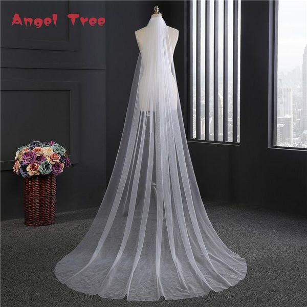 

bridal veils angel tree wedding veil long with comb 3m simple two layer 2021 accessories velo de novia, Black