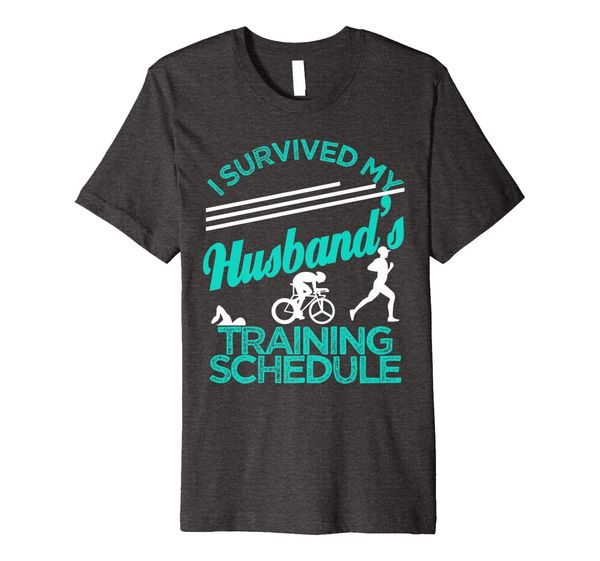 

Triathlon Survived Husbands Training Triathlete Wife Gift Premium T-Shirt, Mainly pictures