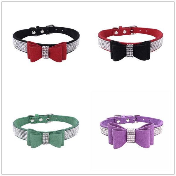 

dropshipping exquisite adjustable bowknot diamond dog puppy pet collars